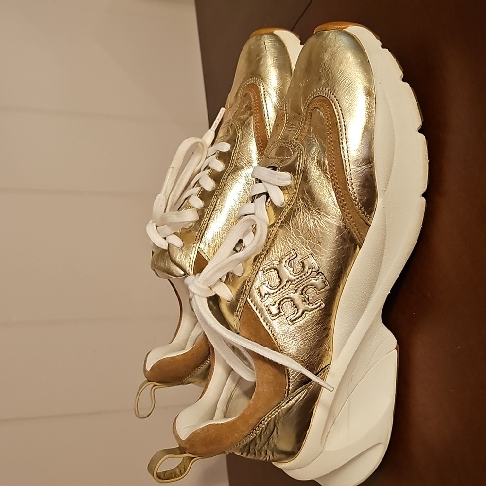 Tory Burch Good Luck Trainers Color: Gold / Alce size 9.5